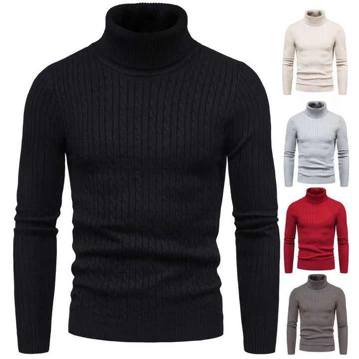 Herren nan schlanker Rollkragenpullover mit Zopfstruktur, feinem Rippstrick und elastischen Bündchen Drune