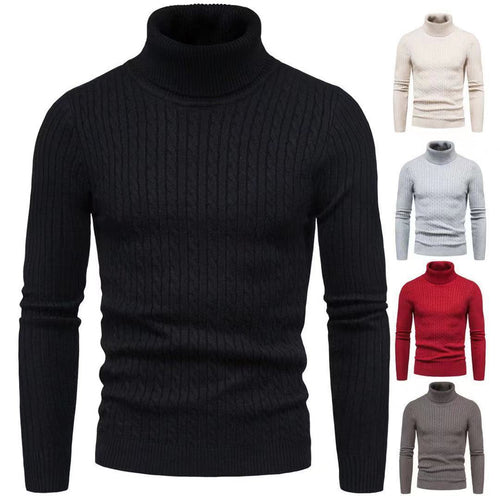 Herren nan schlanker Rollkragenpullover mit Zopfstruktur, feinem Rippstrick und elastischen Bündchen Drune