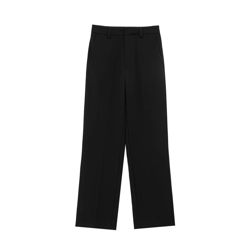Damen Weite High‑Waist Stoffhose mit Bügelfalte und geradem Bein Drune