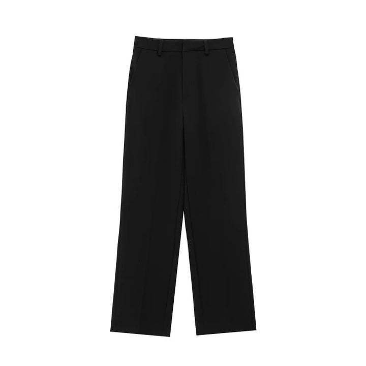 Damen Weite High‑Waist Stoffhose mit Bügelfalte und geradem Bein Drune