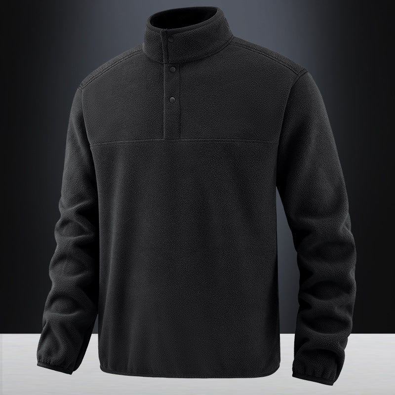 Herren Fleece-Pullover mit Stehkragen und Druckknopf-Leiste für wärmende Zwischenschicht Drune
