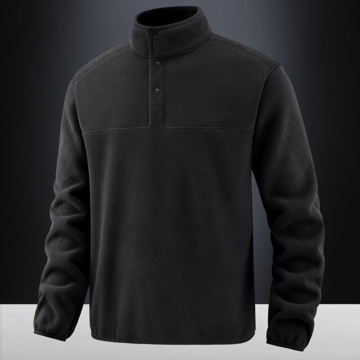 Herren Fleece-Pullover mit Stehkragen und Druckknopf-Leiste für wärmende Zwischenschicht Drune