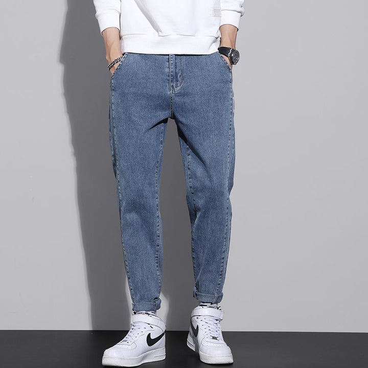 Herren lockere Jeans mit modischem Design und elastischem Bund Drune