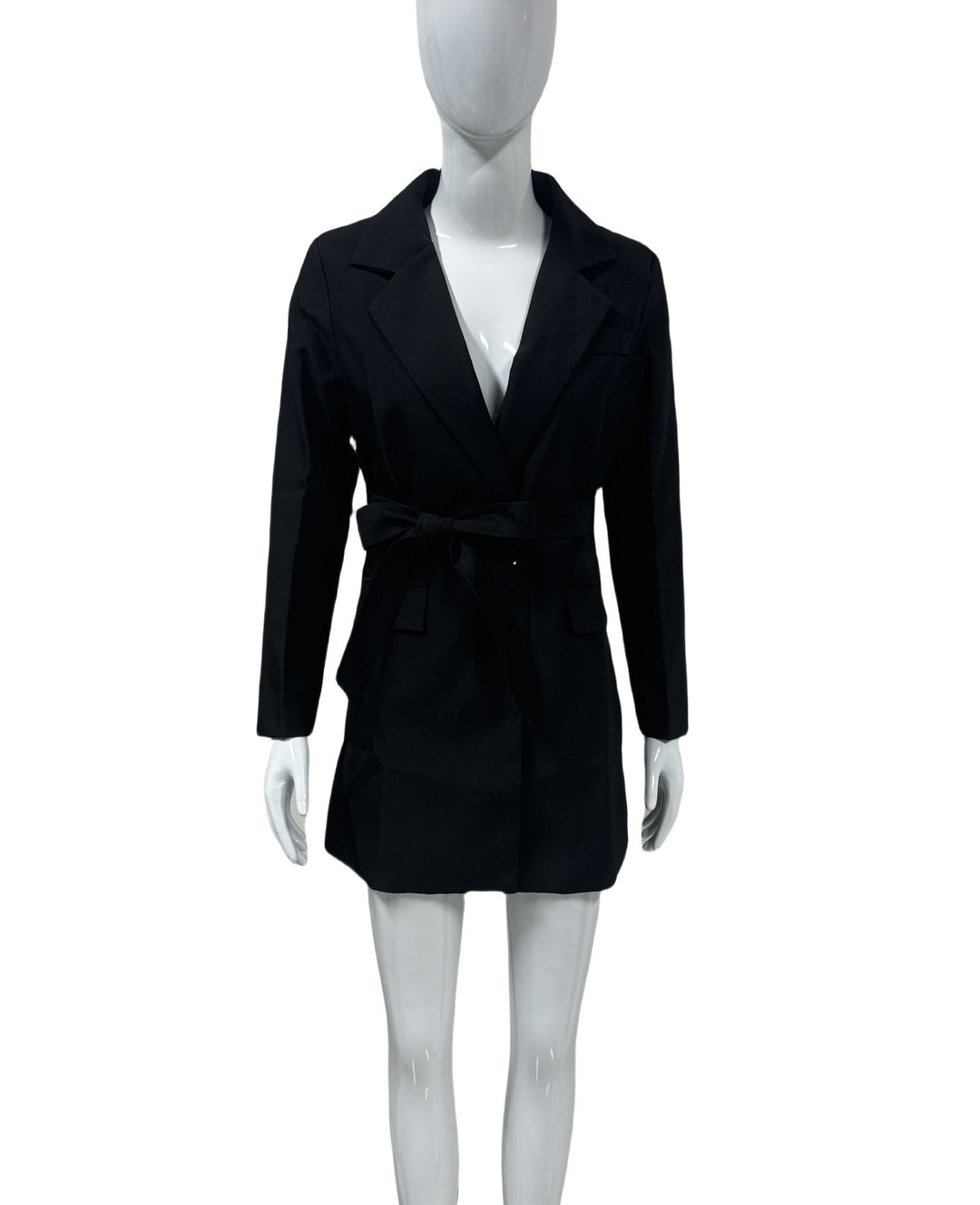Damen Taillierter Blazer-Mantel mit Bindegürtel und Pattentaschen Drune