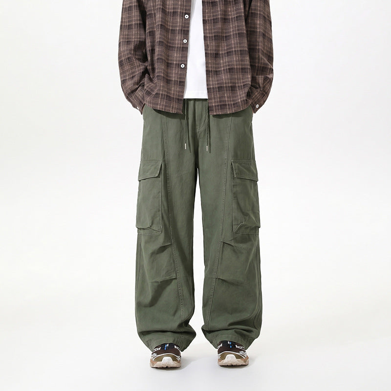 Herren Baggy-Cargo-Hose mit tiefem Schritt, Oversized-Silhouette und aufgesetzten Utility-Taschen Drune