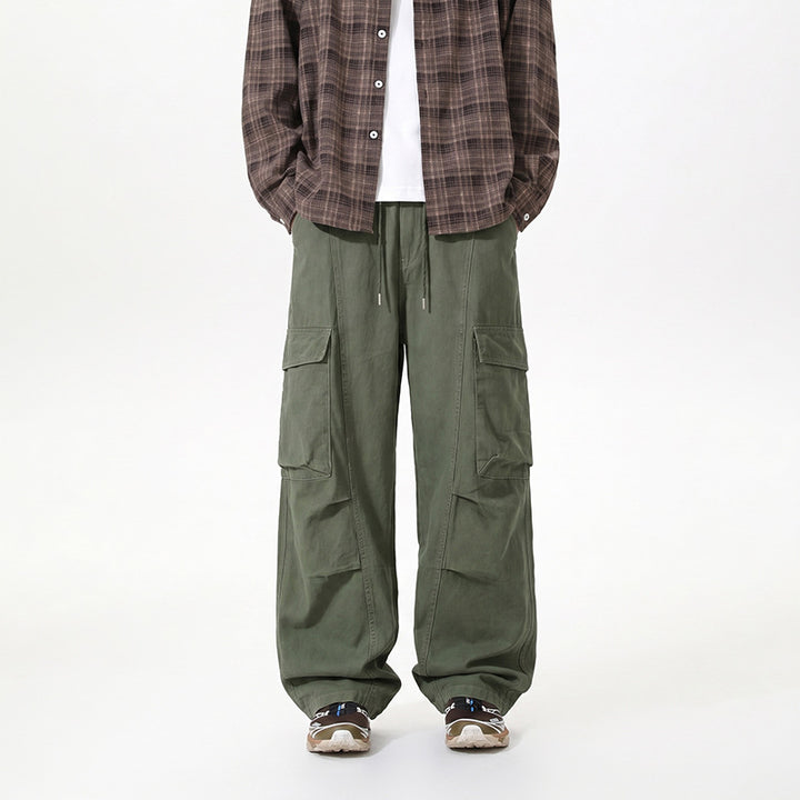 Herren Baggy-Cargo-Hose mit tiefem Schritt, Oversized-Silhouette und aufgesetzten Utility-Taschen Drune