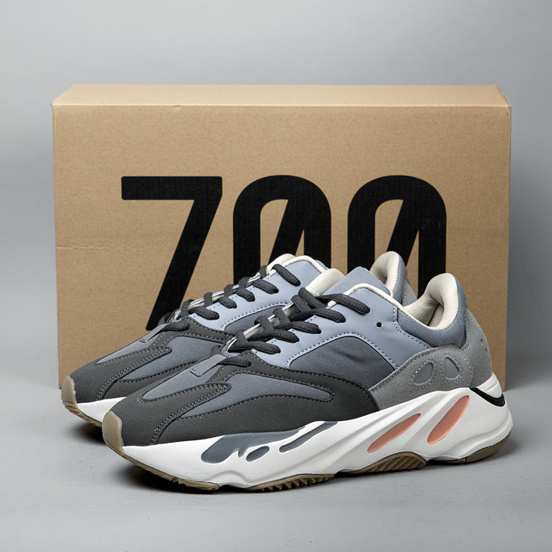 Herren Chunky-Dad-Sneaker im Retro-Running-Design mit profiliertem Wellen-Sohlenaufbau und atmungsaktivem Mesh-Suede-Obermaterial Drune