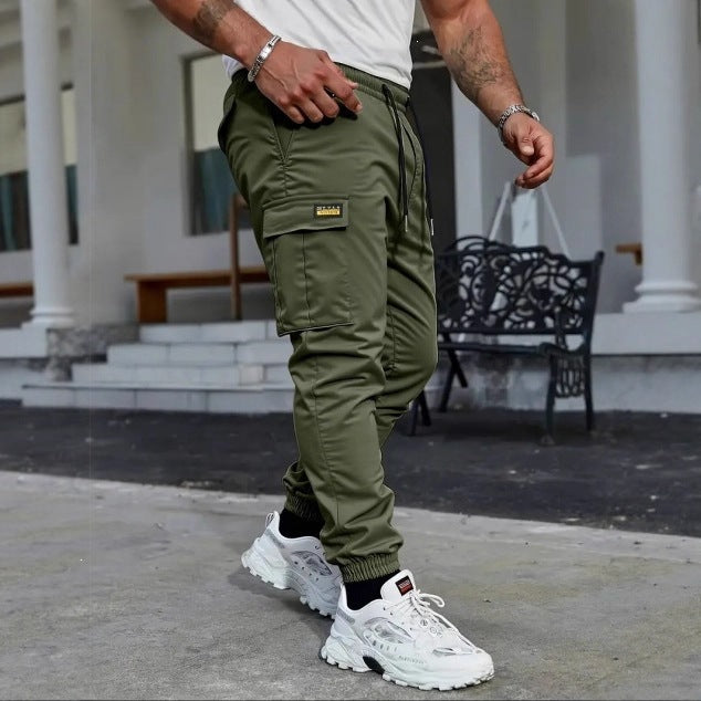 Herren Tapered Utility-Cargohose mit Tunnelzugbund, elastischen Bündchen und Mehrfachtaschen Drune