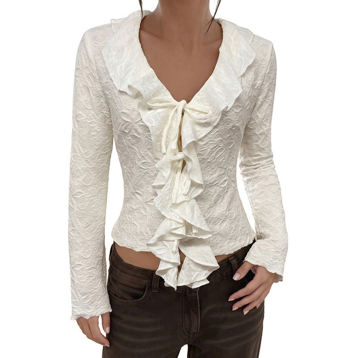 Damen Elegantes Rüschen-Body mit tiefem V-Ausschnitt Drune