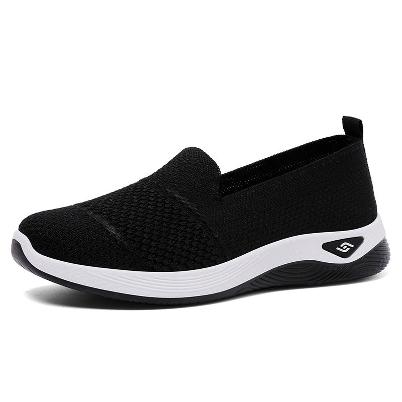 Damen Leichte Slip-On Freizeitschuhe mit atmungsaktiver Strickoberfläche Drune
