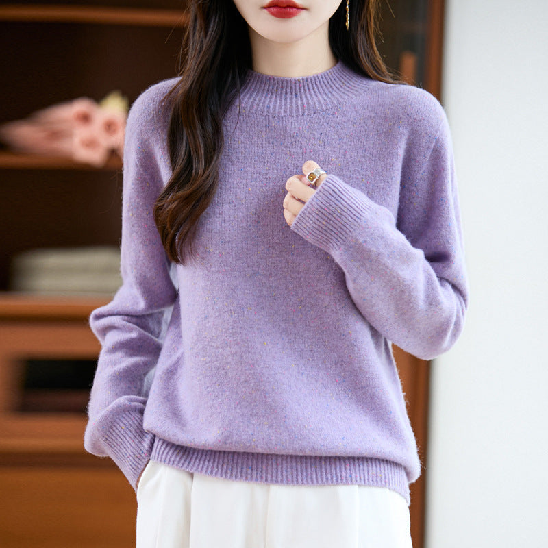 Damen Mélange-Feinstrickpullover mit kurzem Stehkragen und lockerer Silhouette Drune