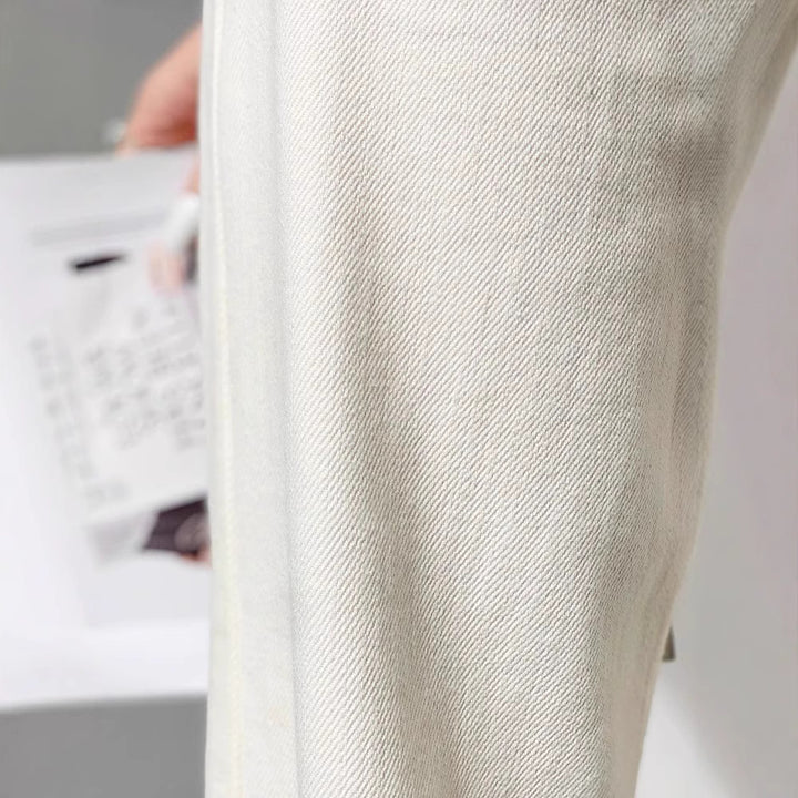 Damen Hochtaillierte weite Jeanshose im Palazzo‑Schnitt mit sichtbarer Doppelknopfleiste Drune