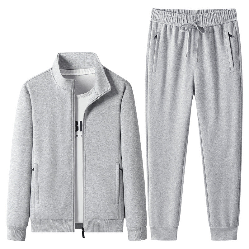 Herren Freizeit-Trainingsanzug Set mit Stehkragen Reißverschlussjacke und Jogginghose aus French Terry Drune