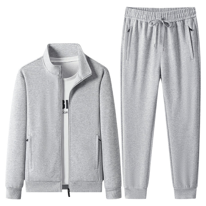 Herren Freizeit-Trainingsanzug Set mit Stehkragen Reißverschlussjacke und Jogginghose aus French Terry Drune