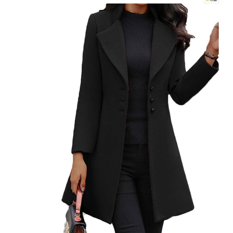 Damen eleganter und taillierter Trenchcoat mit strukturiertem Gewebe Drune