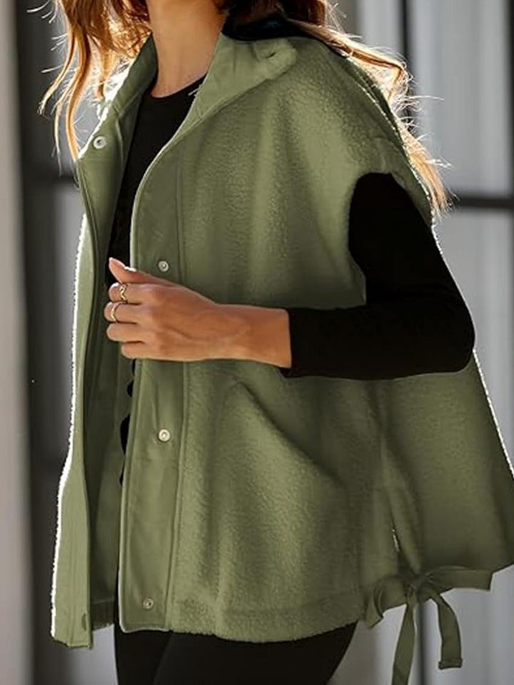Damen Oversized Fleecewestenjacke mit seitlichen Eingrifftaschen und Druckknopfverschluss Drune
