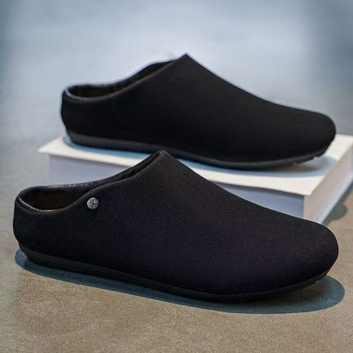Herren Gefütterte Microfaser-Hausschuhe-Mules mit rutschfester Gummisohle Drune