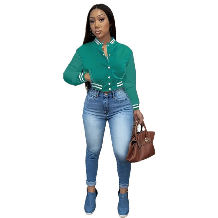 Damen cropped Bomberjacke mit sportiven Akzenten und lässigem Schnitt Drune