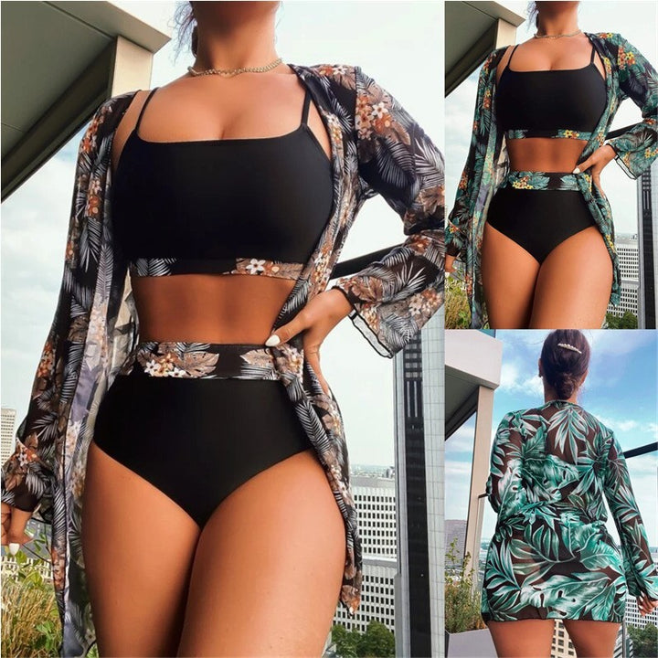 Damen Raffiniertes Bikini-Set mit transparentem Wickeltuch Drune