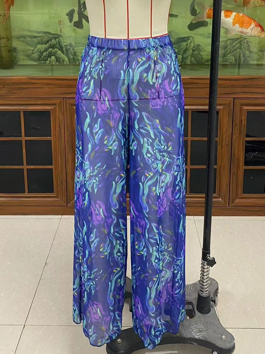 Damen Elegante Strandhose mit floralem Muster Drune