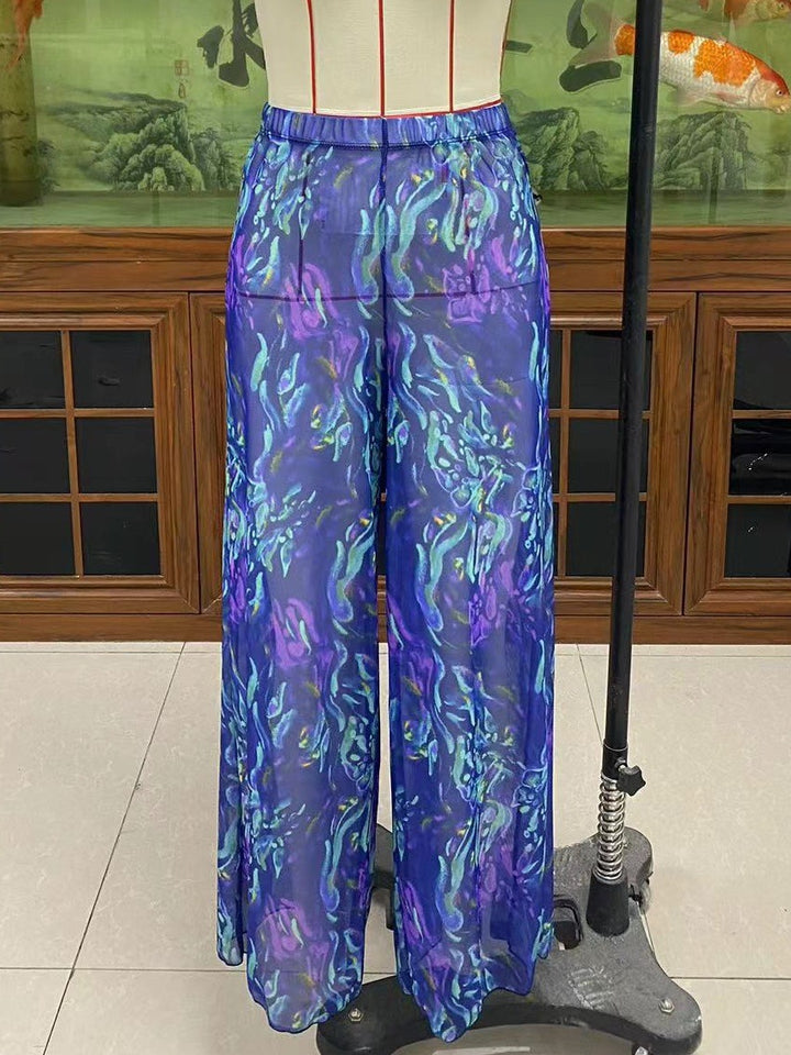 Damen Elegante Strandhose mit floralem Muster Drune
