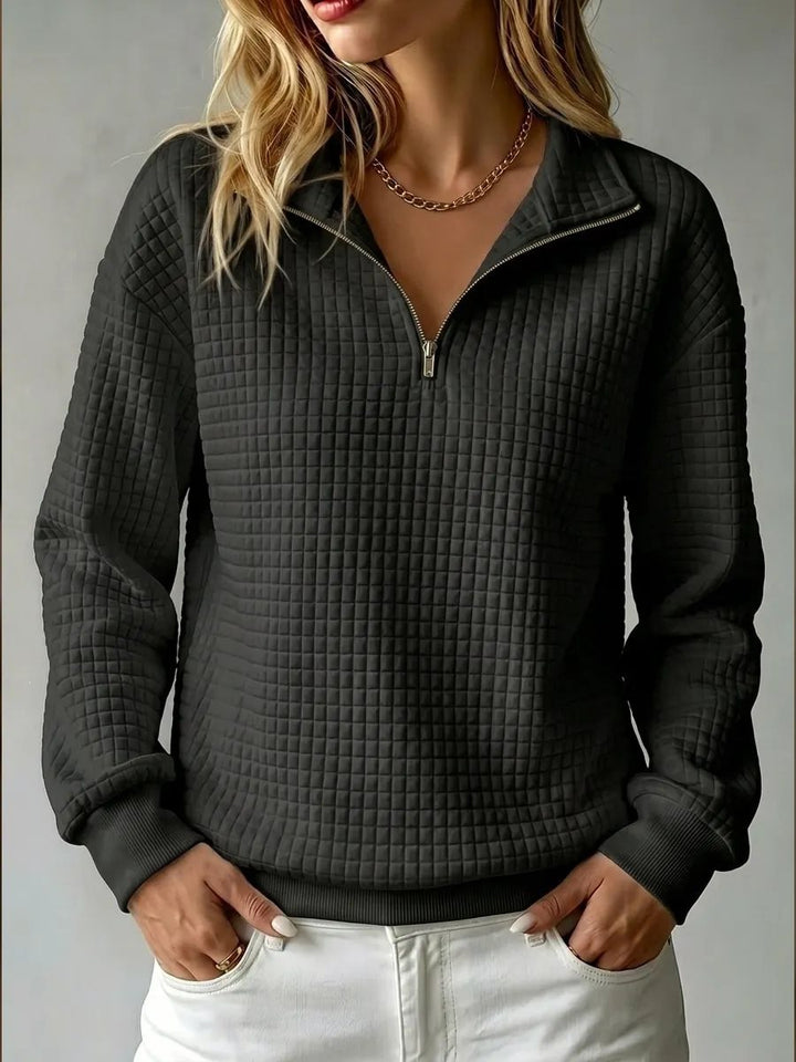 Damen Stepp-Fleece-Pullover mit halbem Reißverschluss und Stehkragen Drune