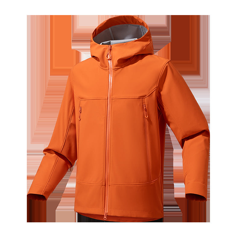 Herren Softshell‑Kapuzenjacke mit Stretch, wind- und wasserabweisender Membran und Zwei‑Wege‑Reißverschluss Drune