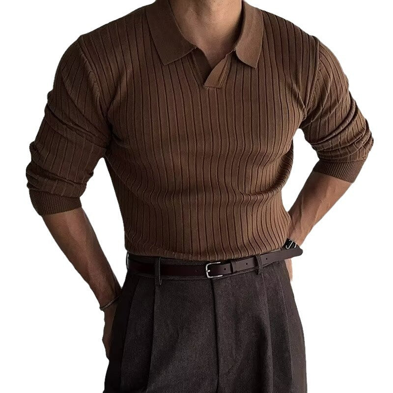 Herren Elegantes Strickpolo mit strukturiertem Design Drune