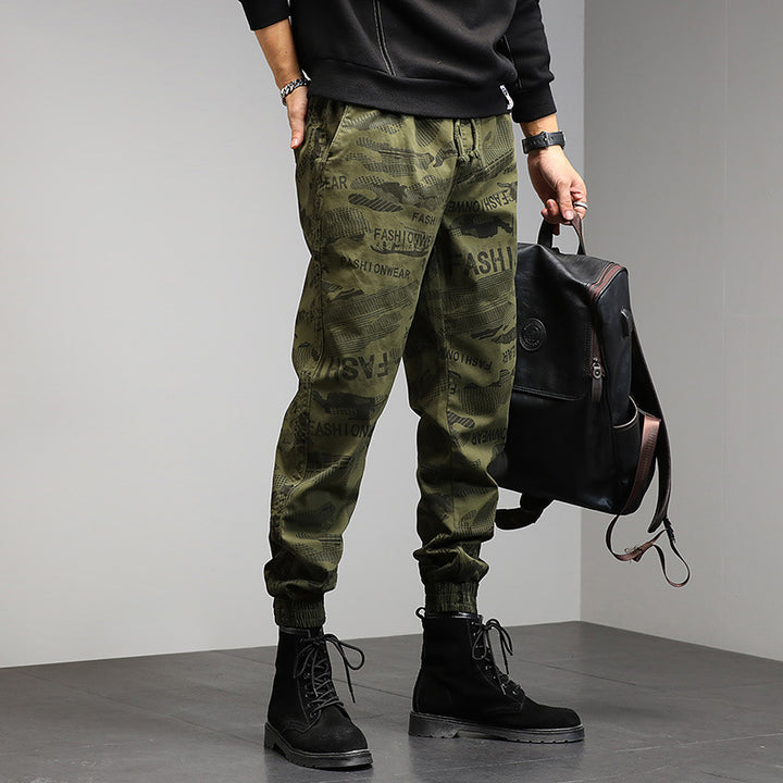 Herren Camouflage-Joggerhose mit Tunnelzug, elastischen Bündchen und Statement-Prints Drune