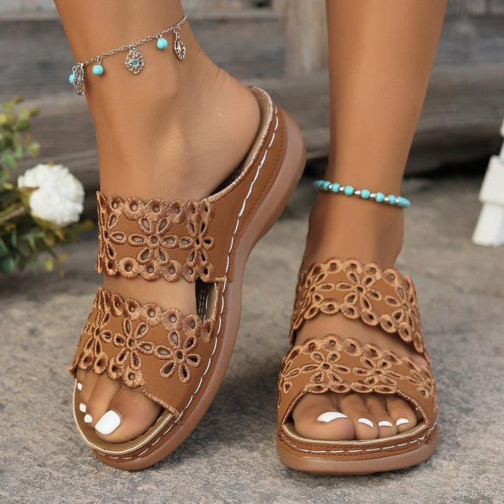 Damen modische Pantolette mit floralem Schnitt Drune