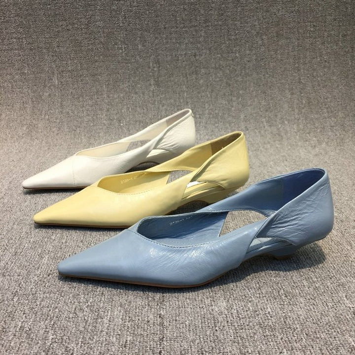 Damen raffinierte spitze Ballerinas mit geschmeidiger Lederoberfläche Drune