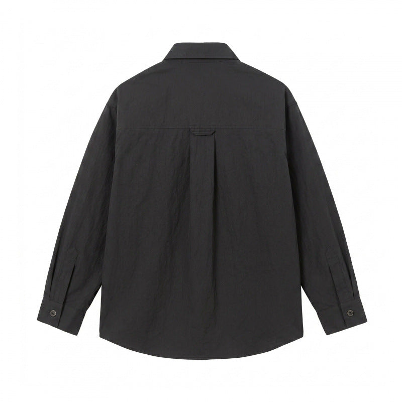 Unisex Kastenförmiges Overshirt mit großen aufgesetzten Taschen und Hemdkragen Drune