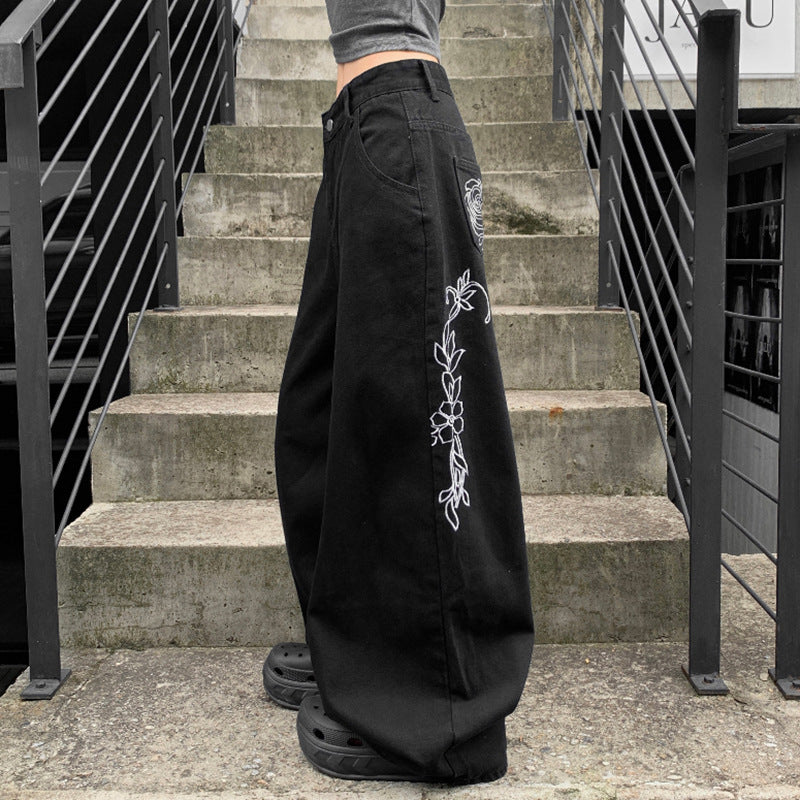 Damen weit geschnittene Baumwollhose mit hohem Taillenbund und praktischen Taschen Drune