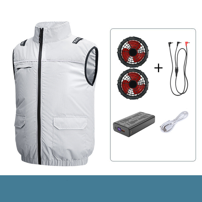Unisex nan leichte kühlende Arbeitsweste mit integrierten Ventilatoren und externem Akku Drune