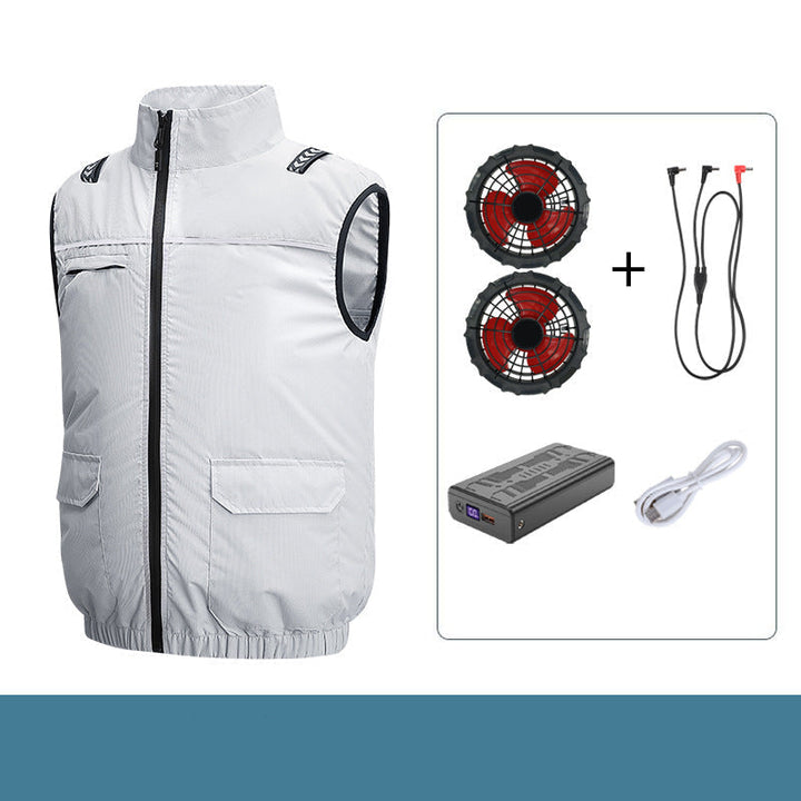 Unisex nan leichte kühlende Arbeitsweste mit integrierten Ventilatoren und externem Akku Drune