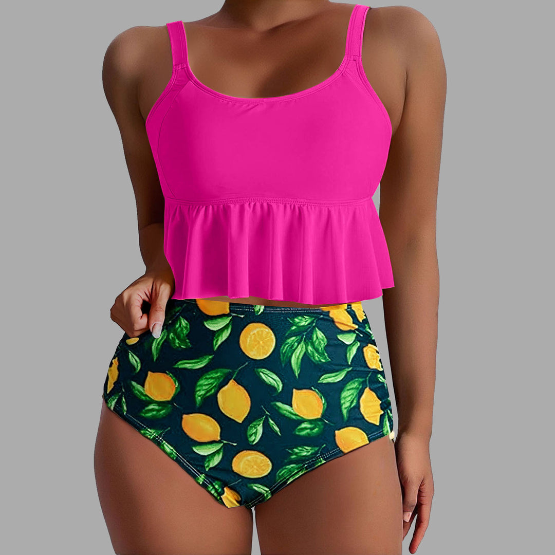 Damen Tankini-Set mit floralen Akzenten und Rüschen Drune