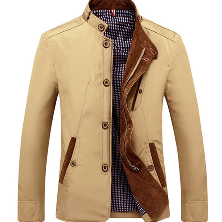 Herren Stehkragen‑Blouson mit verdeckter Zip‑ und Knopfleiste Drune