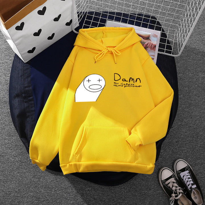 Damen nan Kapuzenpullover mit minimalistischer Grafik, lockerer Oversize-Passform und Kängurutasche Drune