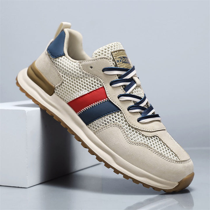 Herren Atmungsaktive Freizeit-Runner mit Mesh-Obermaterial, retro-inspiriertem Streifen-Detail und griffiger Gummilaufsohle Drune
