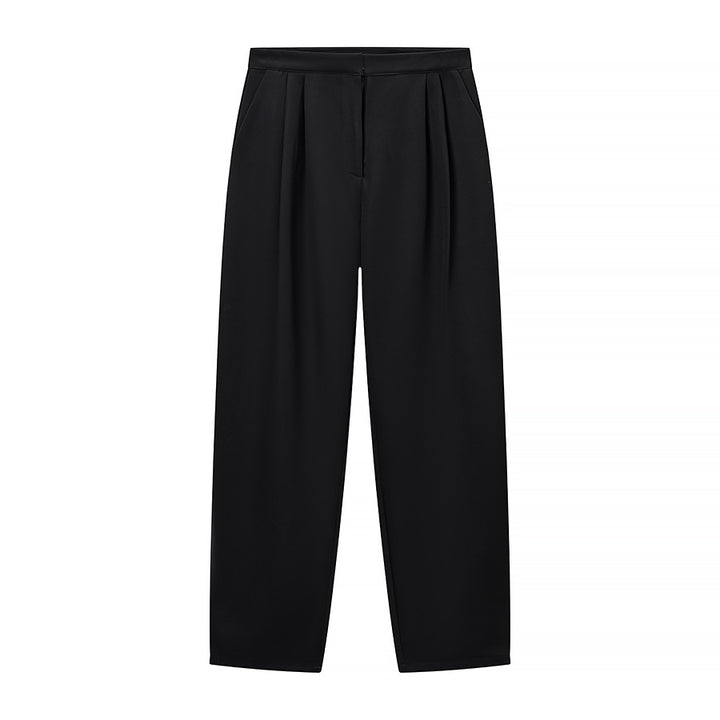 Damen Zweiteiliges Ensemble mit taillierter Kurzjacke im Mandarinstil und hochtaillierter Plisseehose Drune