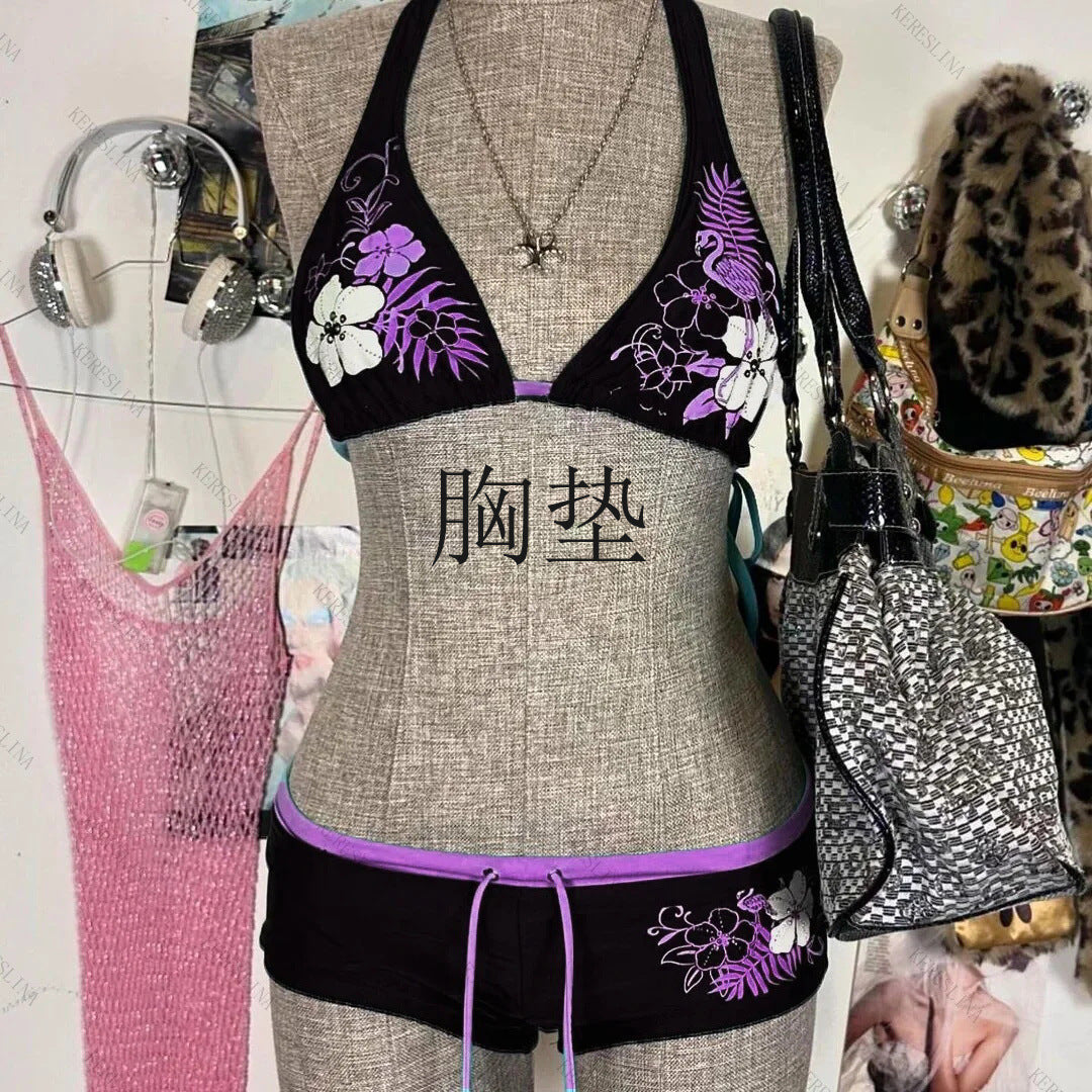 Damen-Bikini-Set mit floralem Design und verstellbaren Trägern Drune