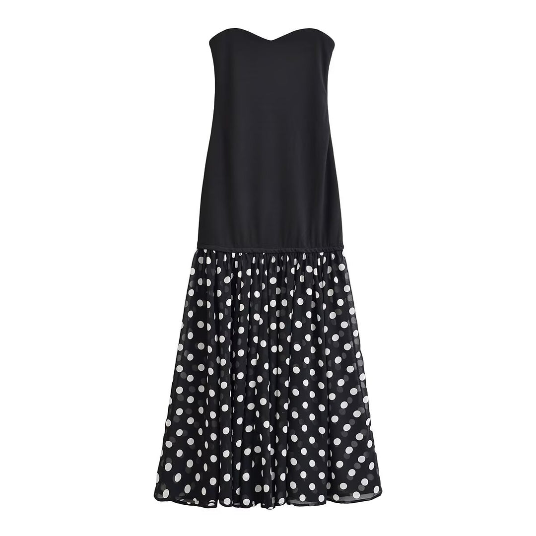 Damen Maxikleid mit schwingendem Rock und herzförmigem Ausschnitt Drune