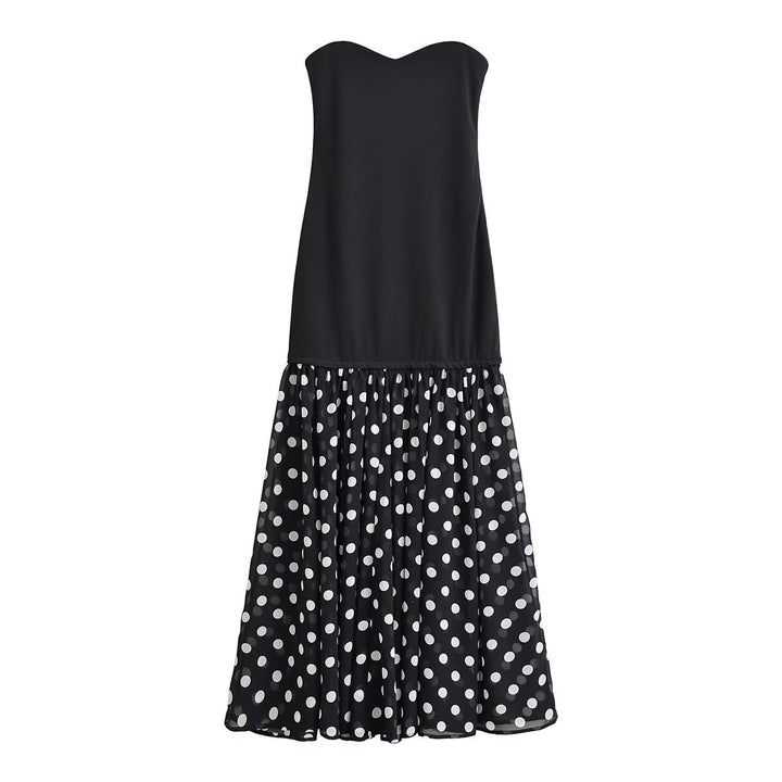 Damen Maxikleid mit schwingendem Rock und herzförmigem Ausschnitt Drune