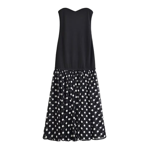 Damen Maxikleid mit schwingendem Rock und herzförmigem Ausschnitt Drune