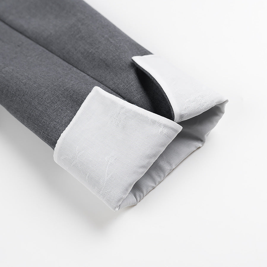 Damen nan kurzer Boxy-Blazer mit verdeckter Knopfleiste Stehkragen und kontrastumschlagärmeln Drune