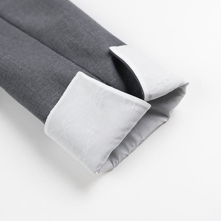 Damen nan kurzer Boxy-Blazer mit verdeckter Knopfleiste Stehkragen und kontrastumschlagärmeln Drune