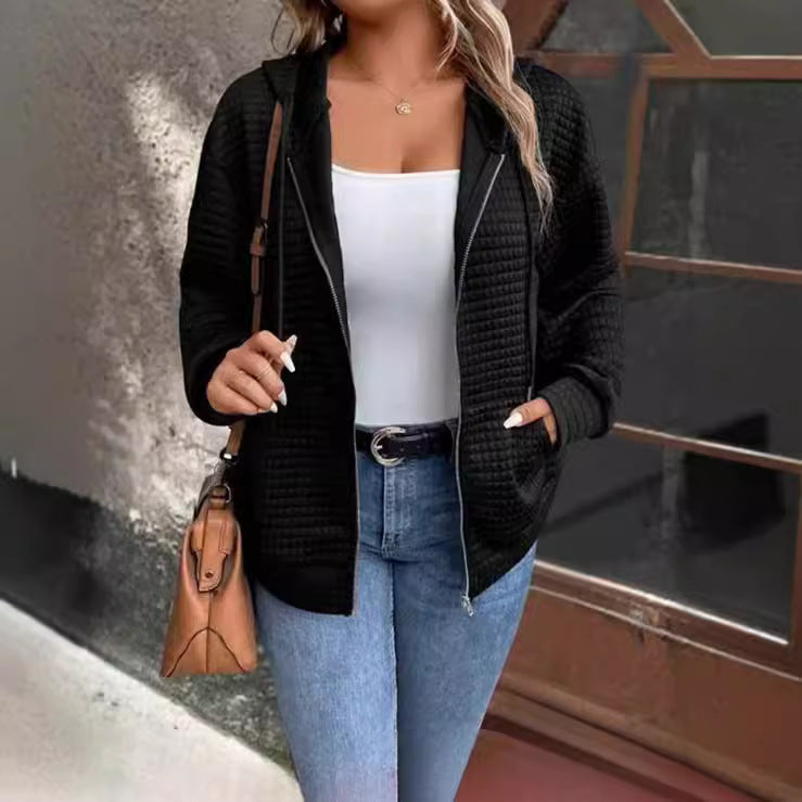 Damen Gefütterte Zip-Jacke mit Kängurutasche Drune