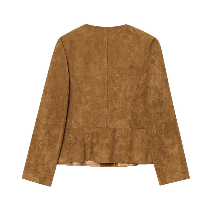 Damen Kurzjacke aus weichem Wildleder mit Knopfverschluss Drune
