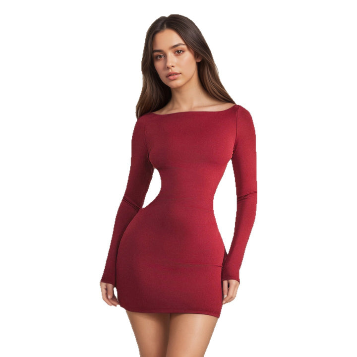 Damen nan figurbetontes Cut-Out-Minikleid mit taillierten Seiten und langen Ärmeln Drune