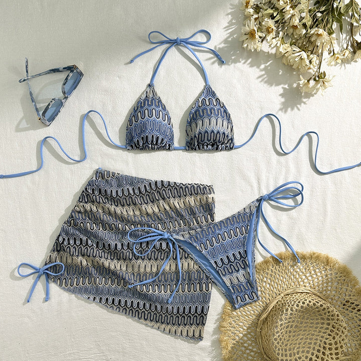Damen Triangel-Bikini-Set mit verspieltem Wickelrock Drune